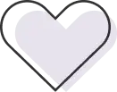 a heart shape with a black outline and lavender color inside